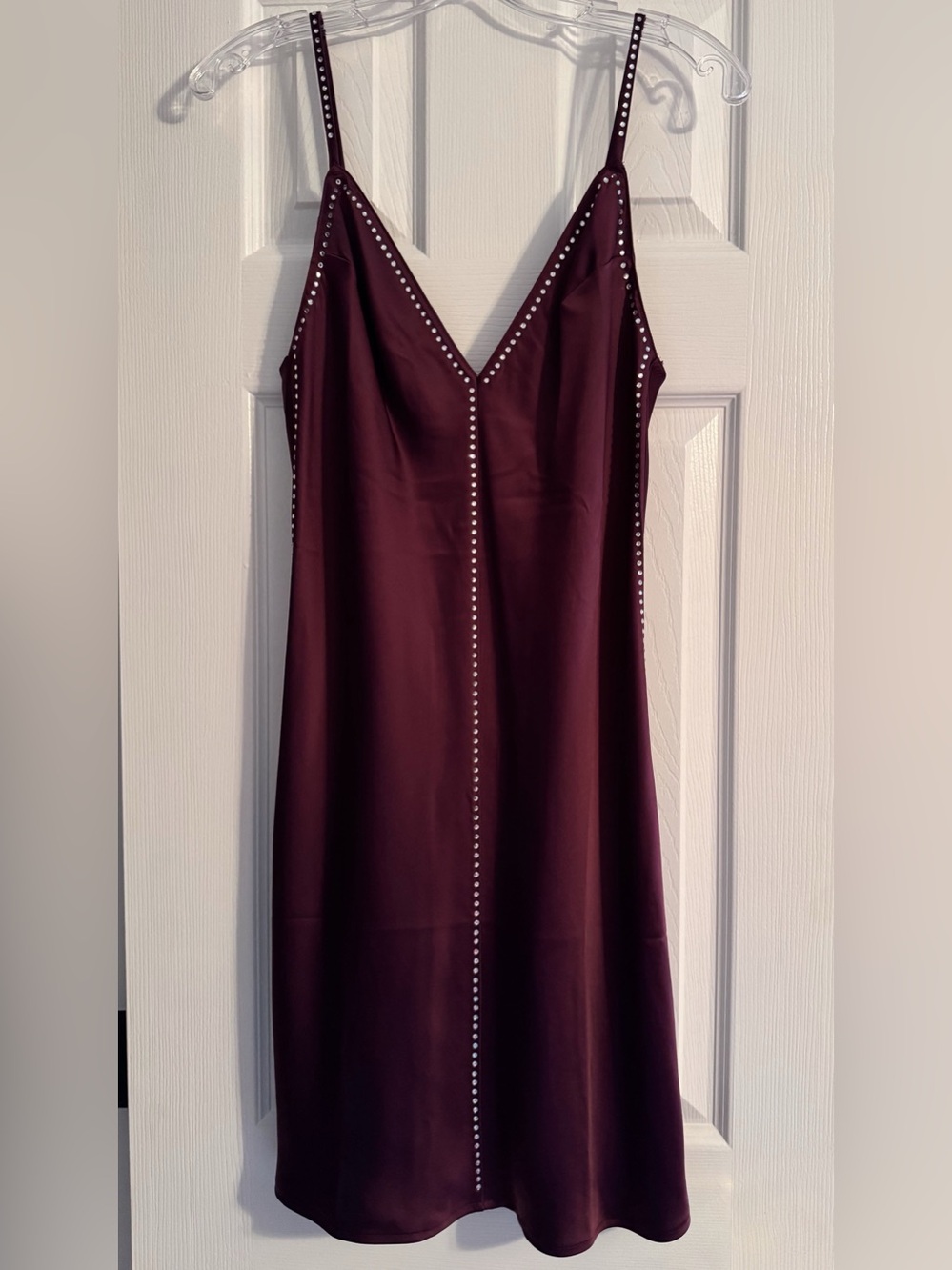 Victoria’s Secret, Studded V-Neck Slip Dress in Burgundy. Size S.